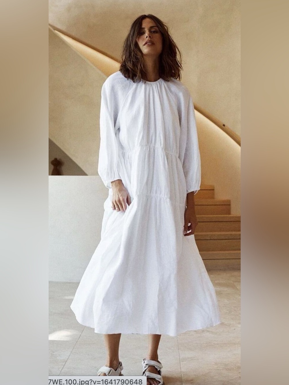 Dissh Noah Raglan White Linen Midi Dress - US Size 4
